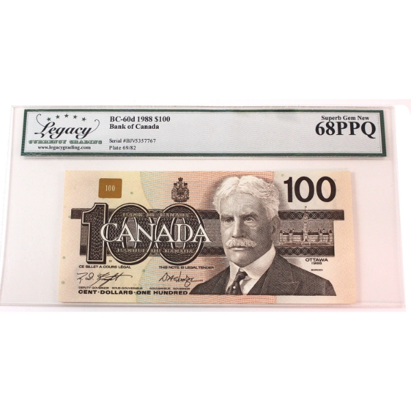 BC-60d 1988 $100 BCS Superb GEM UNC68 PPQ Knight-Dodge SN: BJV53557767