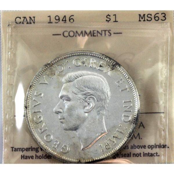 Silver $1 1946 ICCS MS63