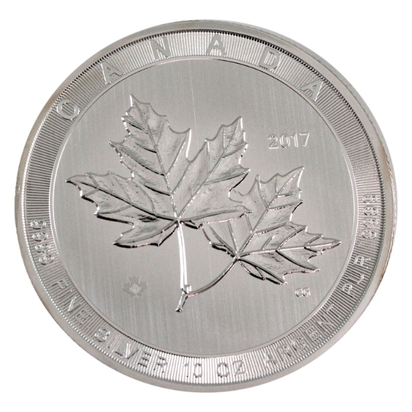 10oz 2017 $50 Magnificent Maple Leaves .9999 Fine Silver Round (Tax Exempt)