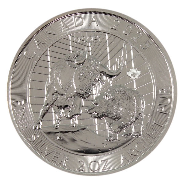 2oz 2025 $10 Bull and Bear .9999 Fine Silver Coin (Tax Exempt)