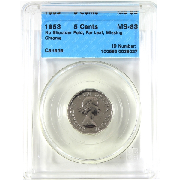 5-cent 1953 NSF FL, Missing Chrome CCCS MS63