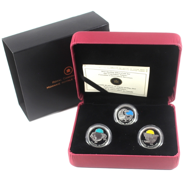 2011 25-cent Our Legendary Nature: Canadian Conservation Success Sterling Silver 3-Coin Set