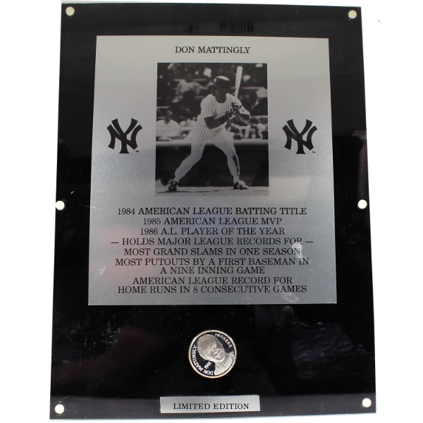 1oz Don Mattingly 1988 LE "Most Grand Slams in One Season" .999 Fine Silver Round in Acrylic Frame