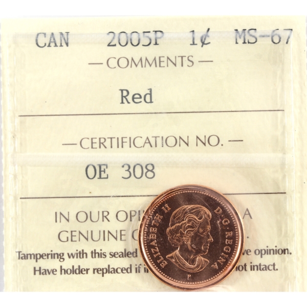1-cent 2005P ICCS MS67 Red