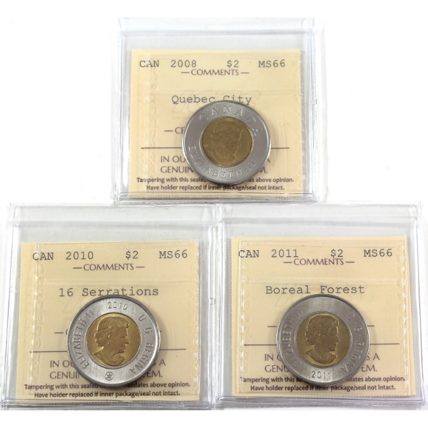 $2 2008-2011 ICCS MS66. 3pcs.