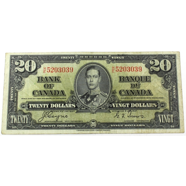 BC-25c 1937 $20 VF Coyne-Towers SN: H/E5203039