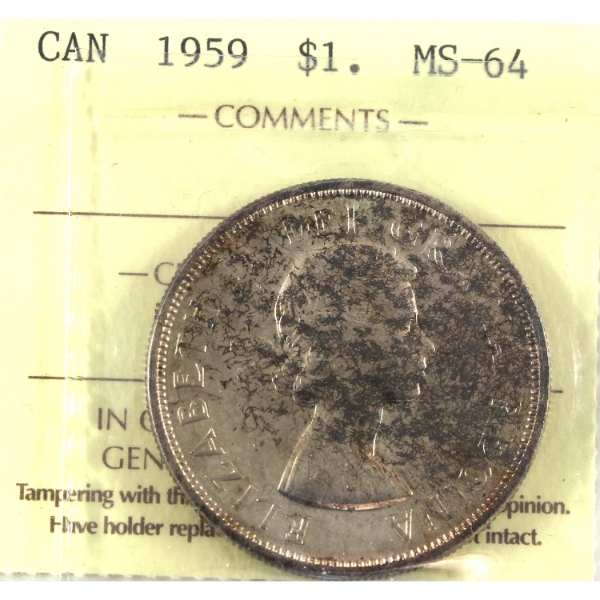 Silver $1 1959 ICCS MS64