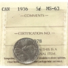 Image 1 : 5-cent 1936 ICCS MS63