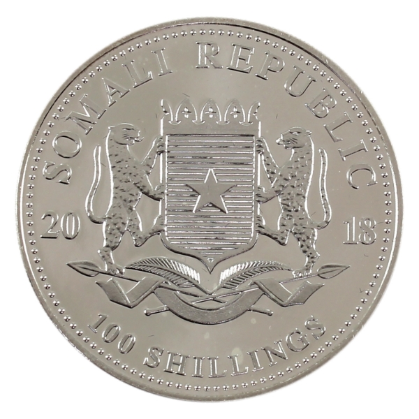 1oz Republic of Somalia 2018 100 Shillings African Wildlife - Elephant .999 Fine Silver Coin