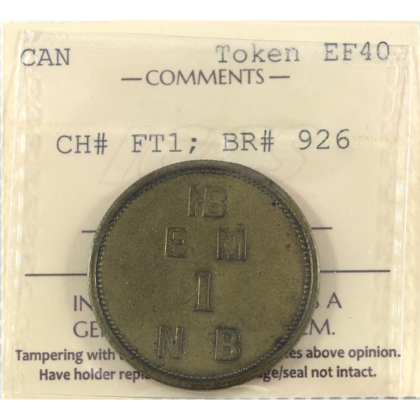 BR-926, CH# FT1 c. 1857 Hudson's Bay Company 1 Made Beaver Token ICCS EF40