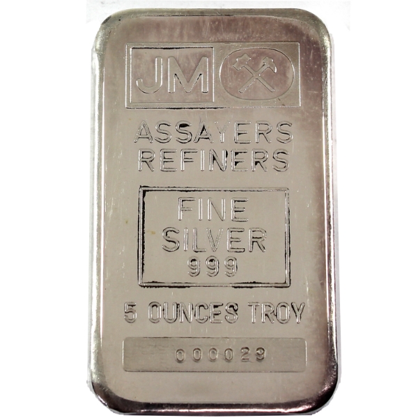 5oz Johnson Matthey Vintage TD Bank .999 Silver Bar, SN: 000029 *Low SN!* Mintage of <500!