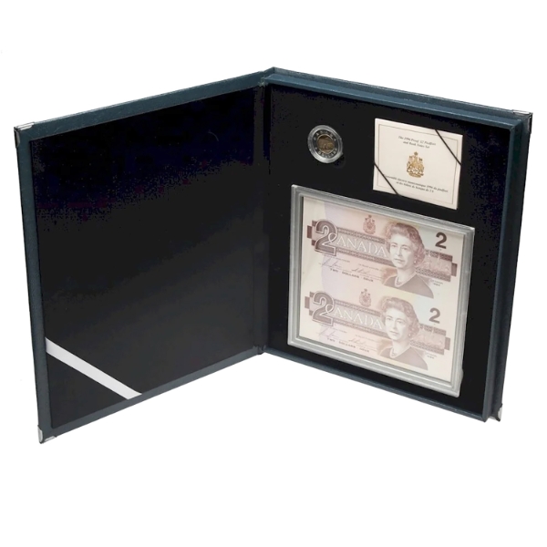1996 Piedfort $2 Sterling Silver Coin & Banknote Set in Blue Leatherette Case