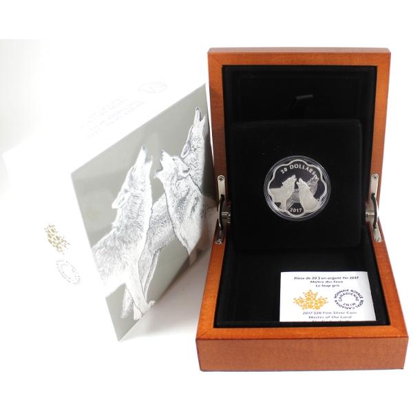 2017 $20 Master of the Land - The Timber Wolf 26.51g .9999 Fine Silver (tax Exempt)