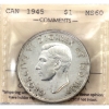 Image 1 : Silver $1 1945 5/5 ICCS MS60