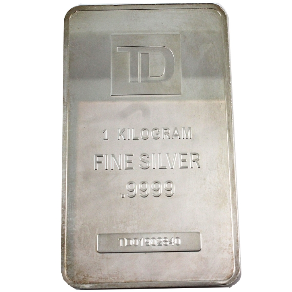 1 Kilo TD .9999 Fine Silver Bar (Tax Exempt) 