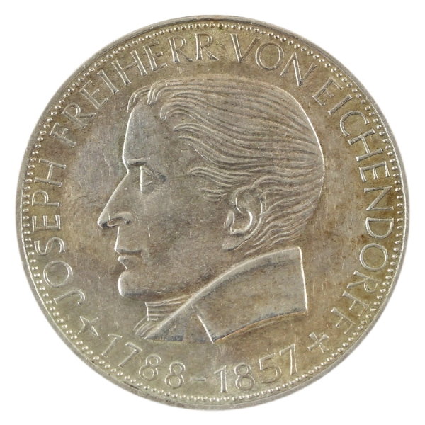 Germany-Federal Republic Silver 1957J Centenary - Death of Poet Joseph Freiherr von Eichendorff