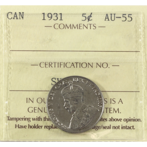 5-cent 1931 ICCS AU55