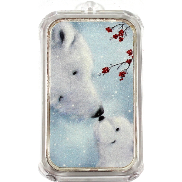 1oz APMEX Polar Bears, Wintry Scene .999 Fine Colourized Silver Bar (Tax Exempt)