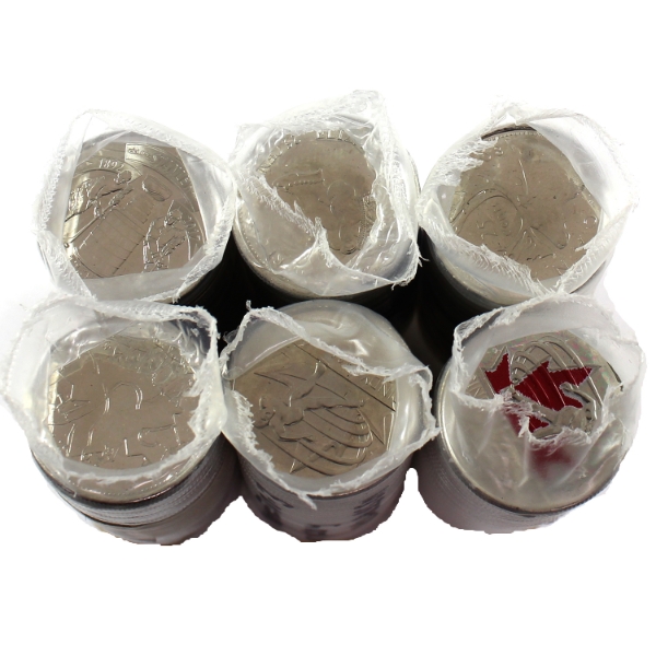Bulk Lot of 25-cent 2002-2017 Original Rolls of 40pcs. 6 Rolls.