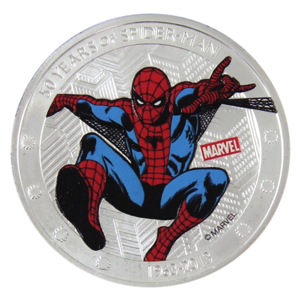 Niue Silver 2013 $2 Marvel- 50 Years of Spiderman 1oz .999 Fine Silver Proof Coin (Tax Exempt)