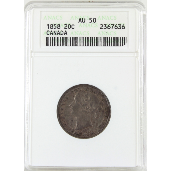 20-cent 1858 ANACS AU50