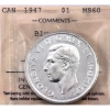 Image 2 : Silver $1 1947 Blunt 7 ICCS MS60