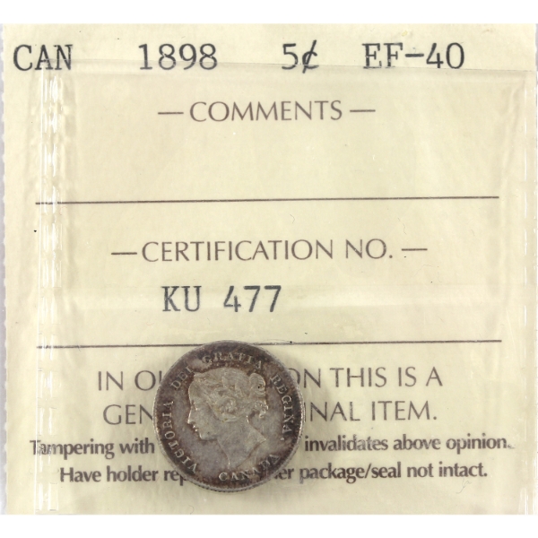 5-cent 1898 ICCS EF40