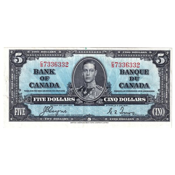 BC-23c 1937 $5 VF-EF Coyne-Towers SN: C/S7336332 