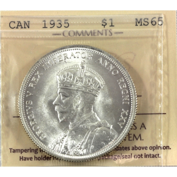 Silver $1 1935 ICCS MS65