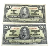 Image 1 : BC-25b & BC25c 1937 $20 Gordon-Towers SN:D/E1341180 & Coyne-Towers & SN:K/E2264568. 2pcs