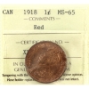 Image 1 : 1-cent 1918 ICCS MS65 Red