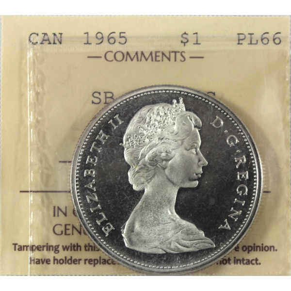 Silver $1 1965 SB P5 Type 1 ICCS PL66 Ultra Heavy Cameo