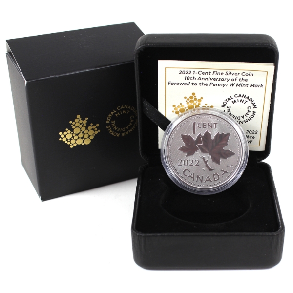 2022 1-cent 10th Anniversary of the Farewell to the Penny: W Mint Mark .9999 Fine Silver Coin