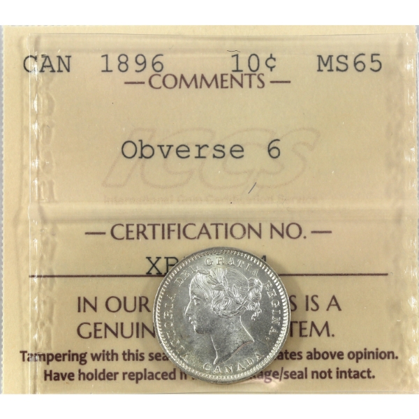 10-cent 1896 Obv 6 ICCS MS65