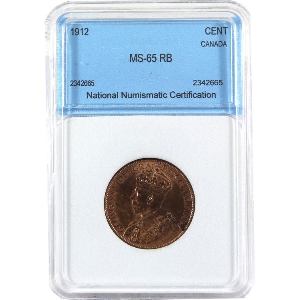 1-cent 1912 NNC MS65 Red & Brown