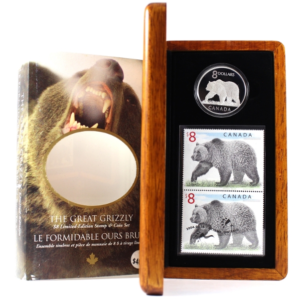 2004 $8 The Great Grizzly Bear Coin and Stamp Set (Tax Exempt)