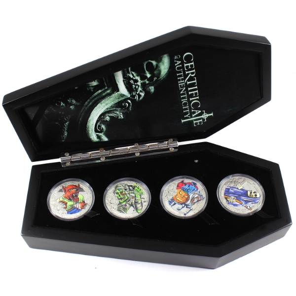 Kiribati Silver 2016 $5 Coins of the Crypt 4-Coin Sterling Silver Set