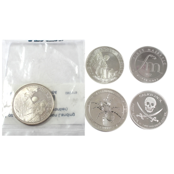 5x 1oz 2015-2022 Mixed .999 Fine Silver Rounds. 5pcs. (Tax Exempt)