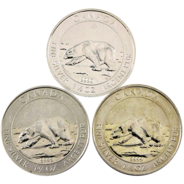 4.5oz Lot Total! 3x 1.5oz 2013 $8 Polar Bear .9999 Fine Silver Rounds. 3pcs. (Tax Exempt)