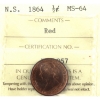 Image 1 : Nova Scotia 1/2-cent 1864 ICCS MS64 Red