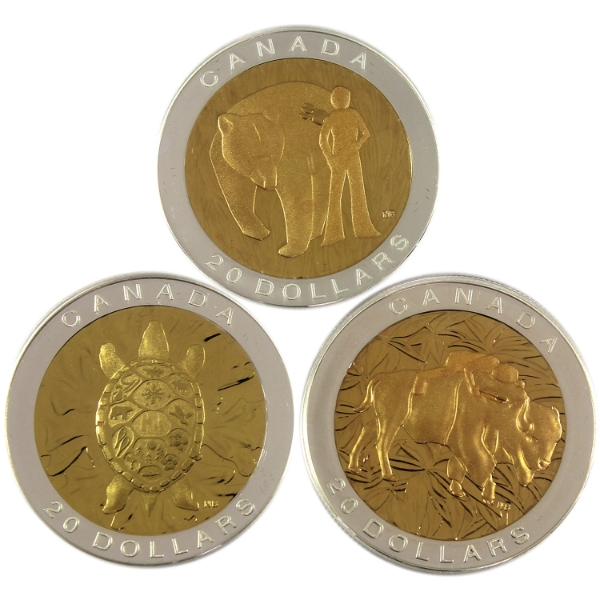 2014 $20 The Seven Sacred Teachings- Truth, Courage & Respect 1oz .9999 Fine Silver Coins. 3pcs