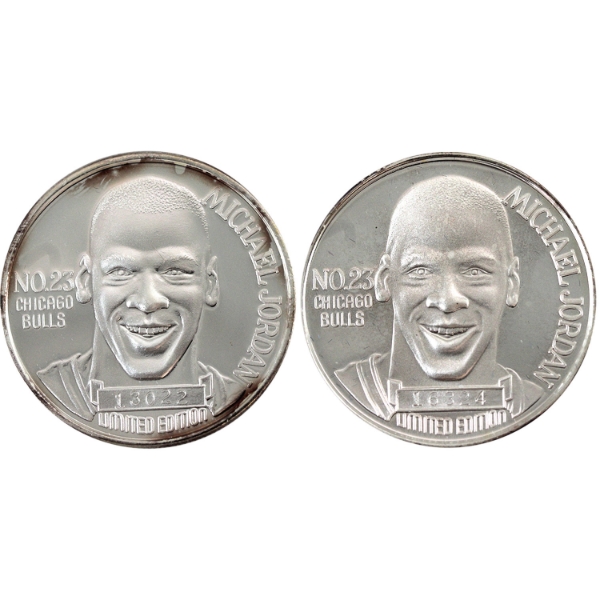 2x 1oz Enviromint Limited Edition Michael Jordan No 23 Chicago Bulls .999 Silver Rounds (Tax Exempt)