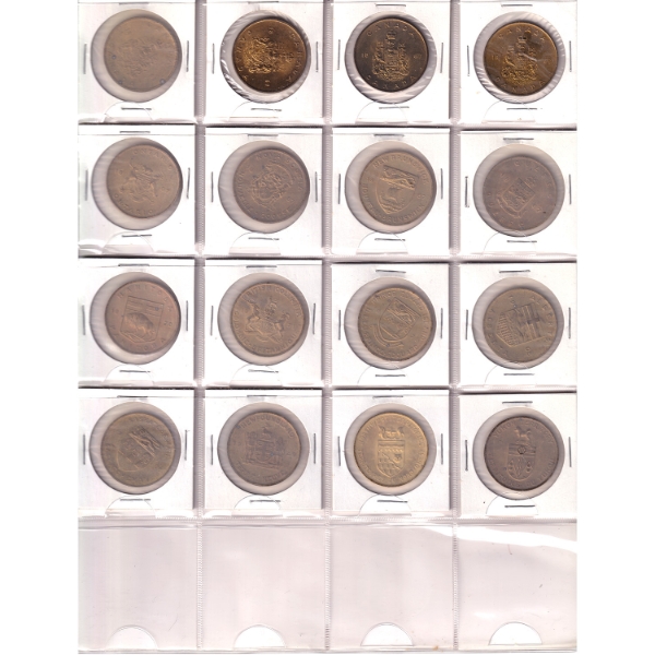 Collection of 16x Canada Provinces & Provincial Flower Tokens in a 20-Pocket Sheet