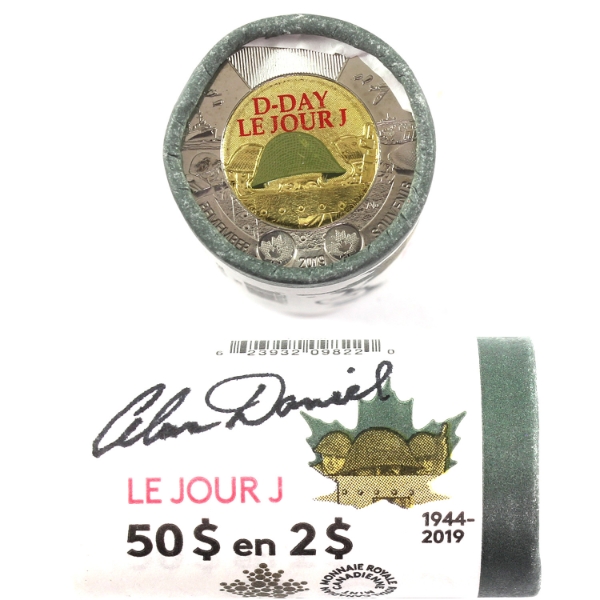 $2 2019 D-Day Coloured Special Wrapped Roll of 25pcs Signed by Artist