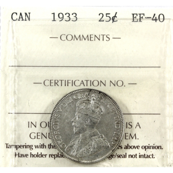 25-cent 1933 ICCS EF40