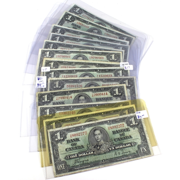 Bulk Lot of 1937 $1 Banknotes. 13pcs.
