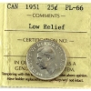 Image 1 : 25-cent 1951 Low Relief ICCS PL66