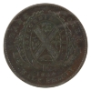 Image 2 : BR-527, CH-PC-1B6 1844 Province of Canada Half Penny Bank Token EF Thistle Stem Cut, Die Break