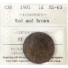 Image 1 : 1-cent 1905 ICCS MS63 Red & Brown 