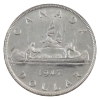 Image 2 : Silver $1 1947 Maple Leaf, Dbl HP ICCS AU50
